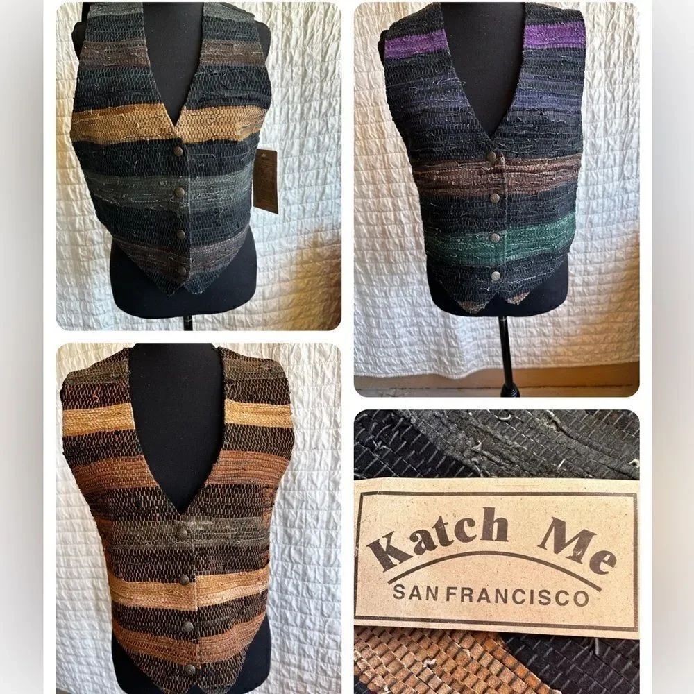 KATCH Me vintage handmade leather vests NWT 2 M 1 S